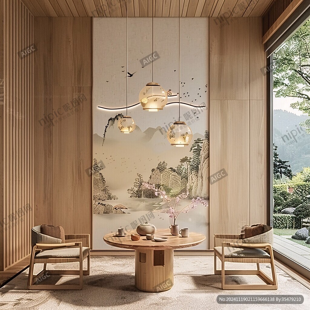 新中式茶室背景