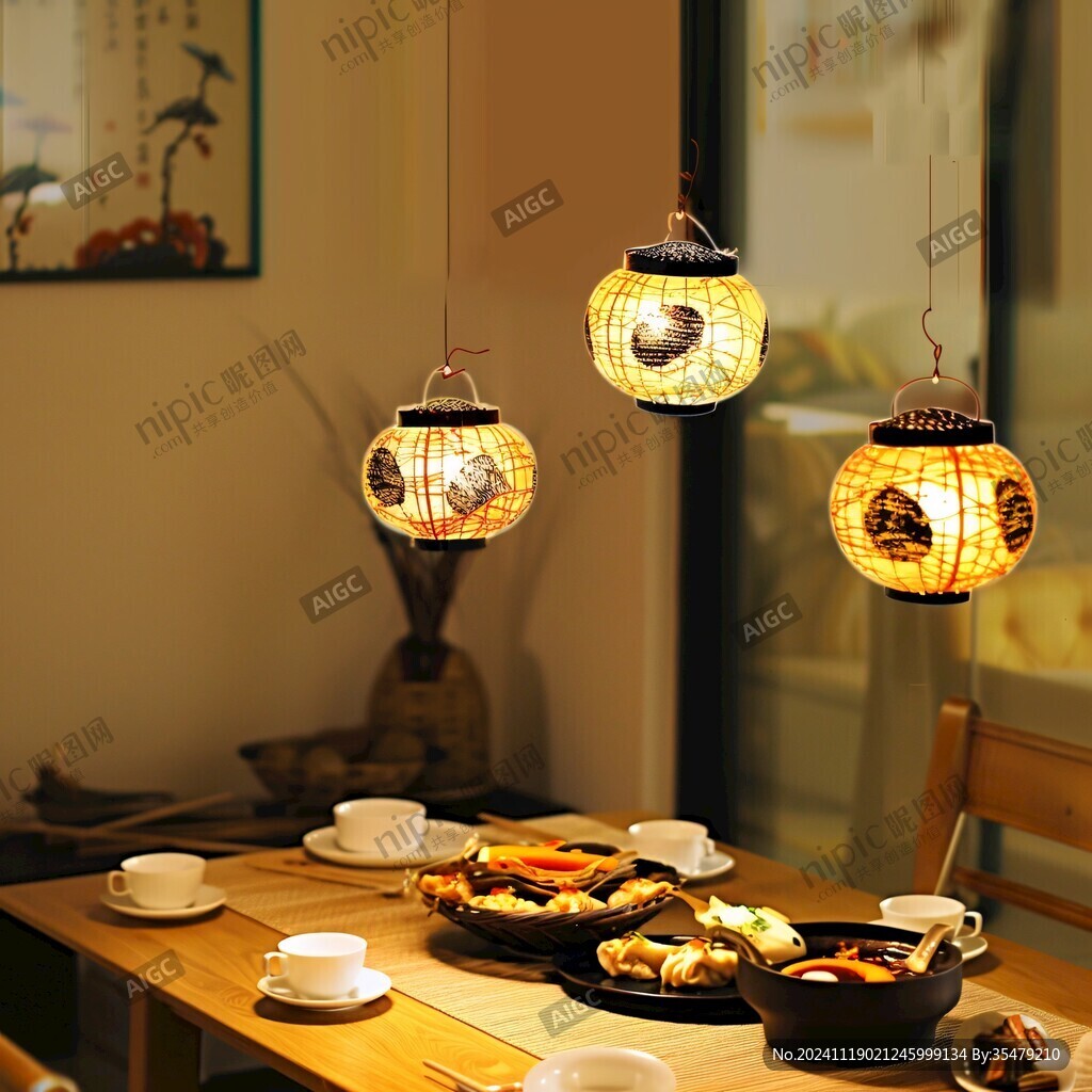 竹编灯茶室灯灯饰