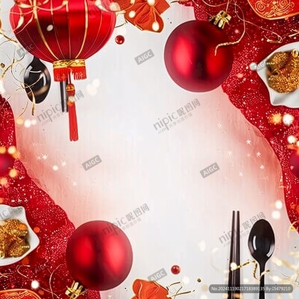 新年喜庆氛围美食背景
