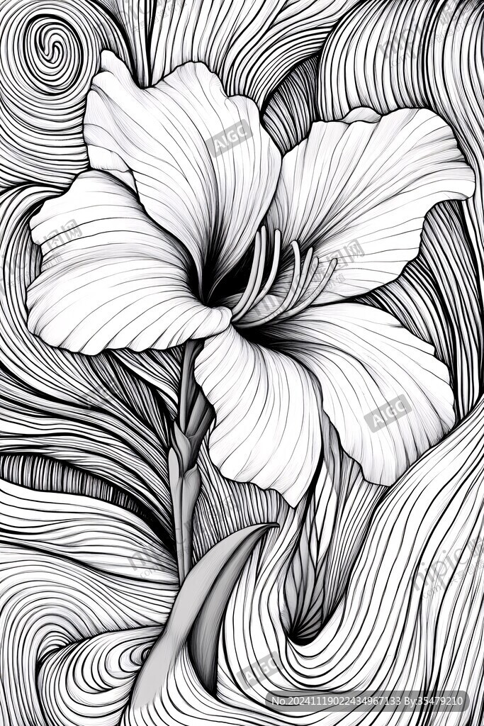 黑白线条艺术画