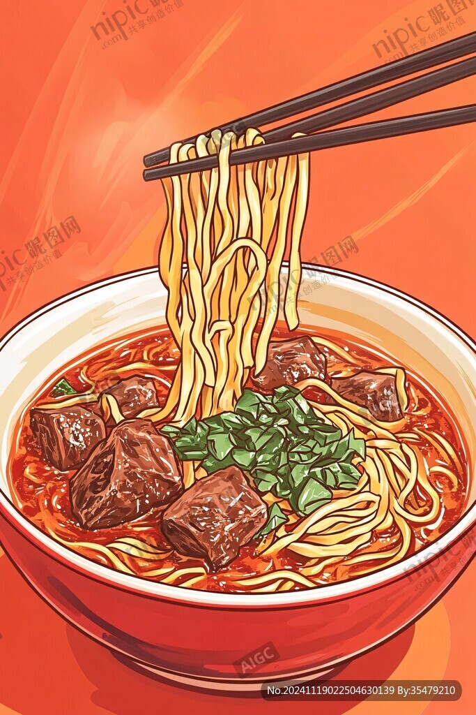 牛肉面插画
