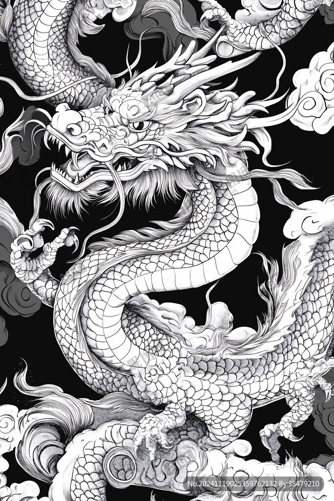 黑白底纹龙