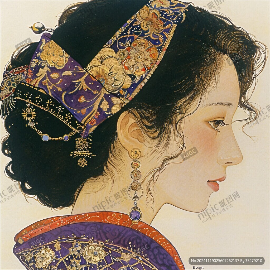 手绘少数民族美女