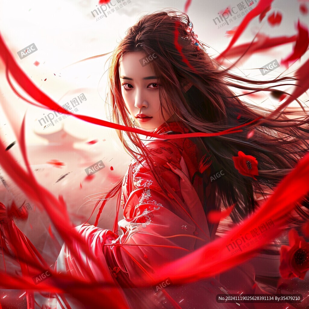 红衣少女设计古风