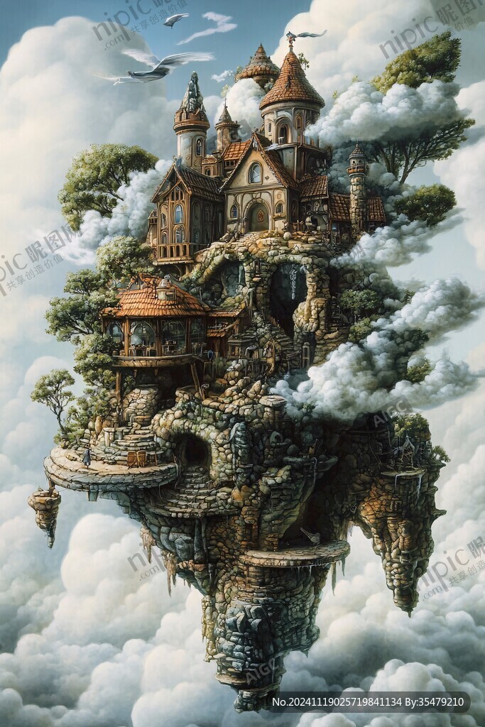 3d云海悬浮小岛