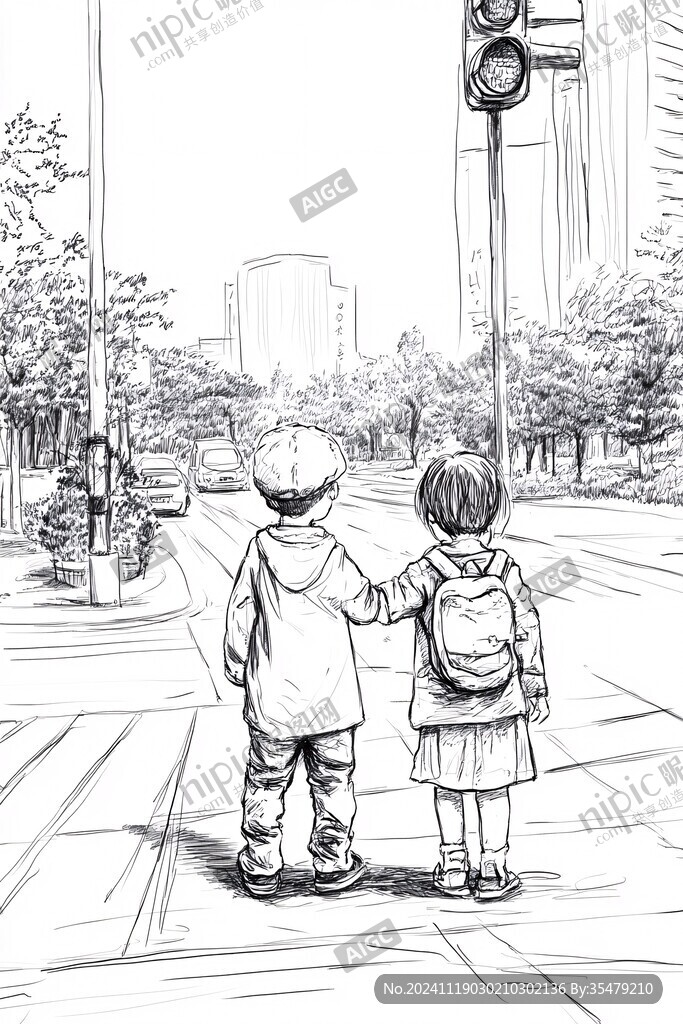 姐弟上学图