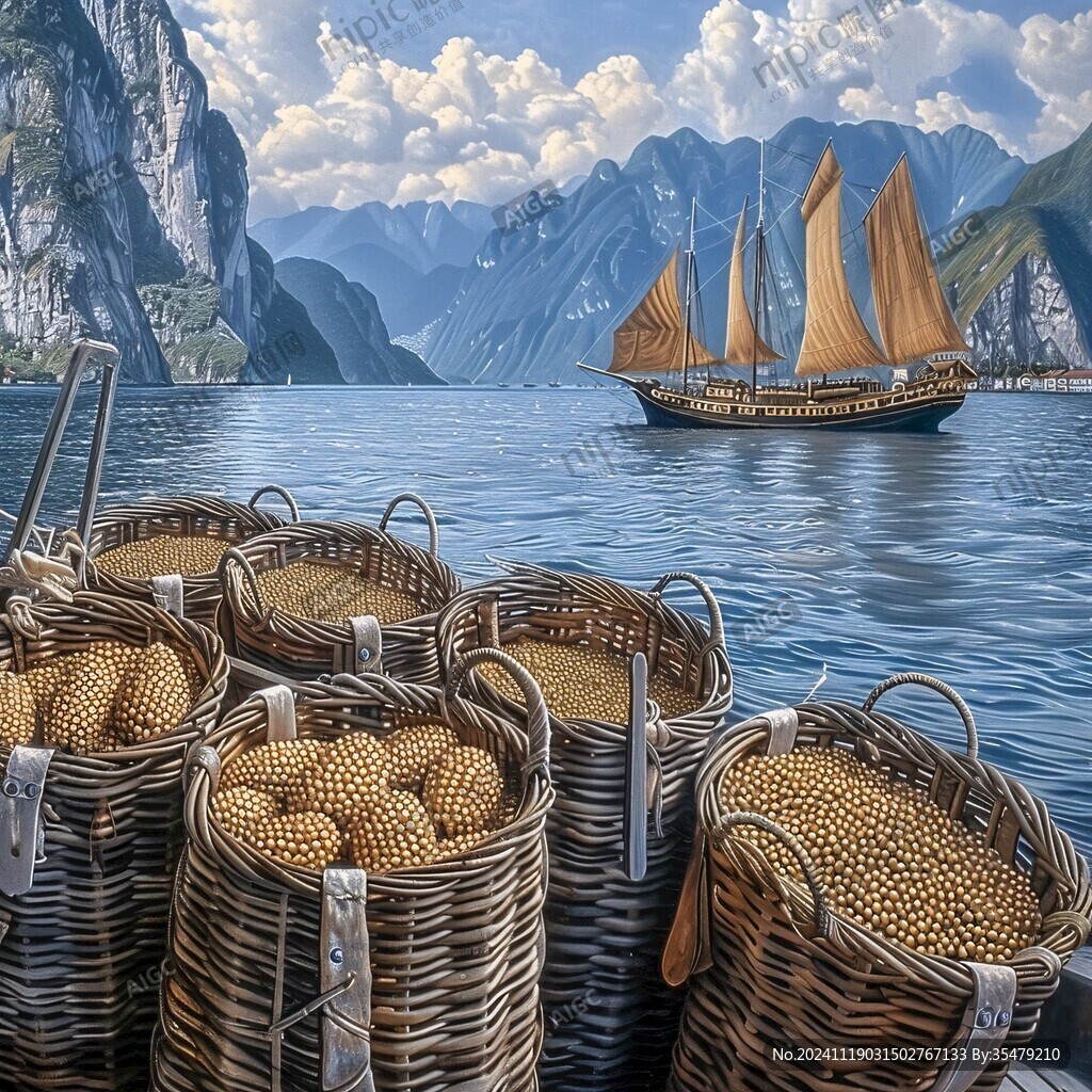 金色帆船装饰画