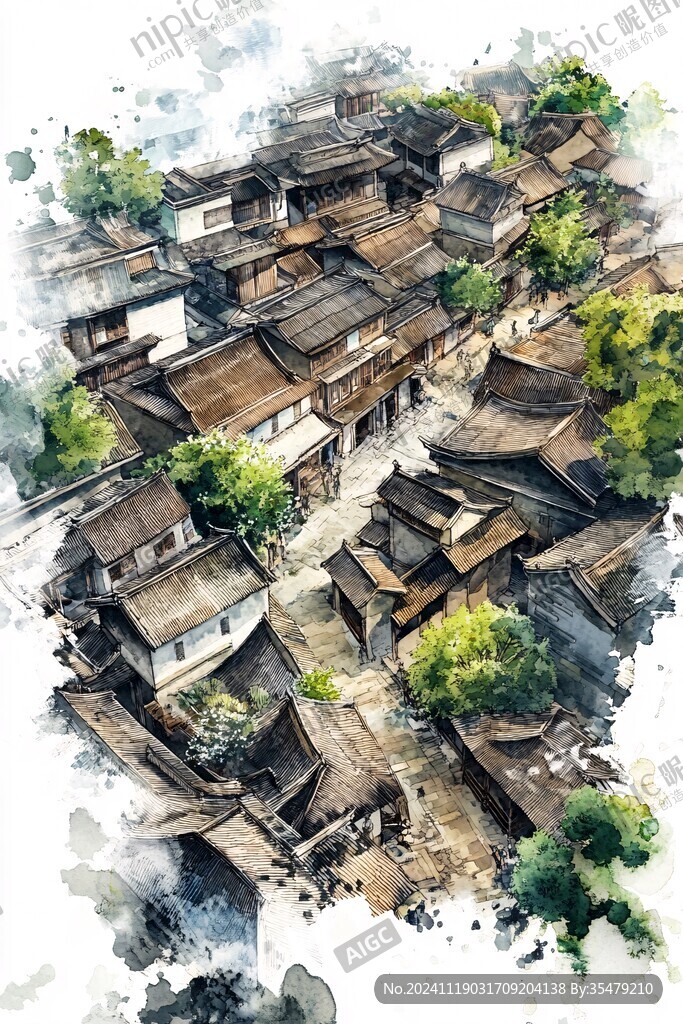 束河古镇插画