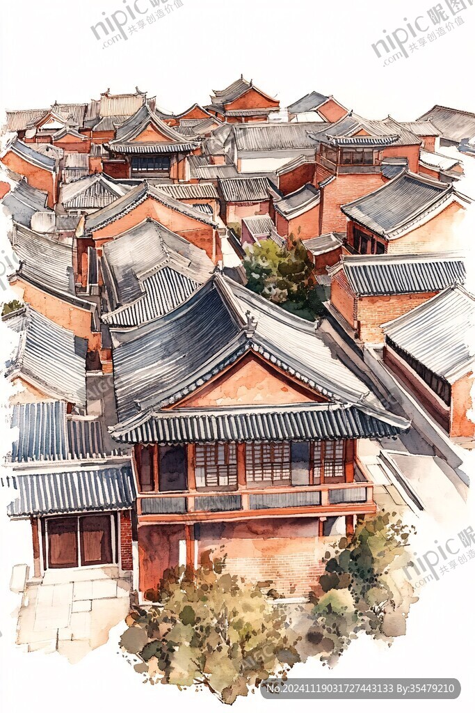 束河古镇插画