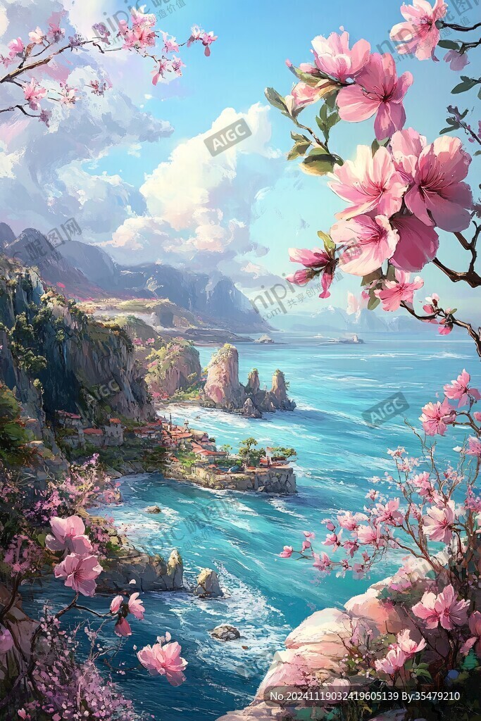 桃林仙境插画