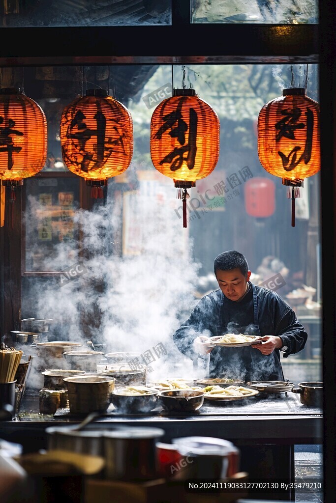 古镇茶铺食客