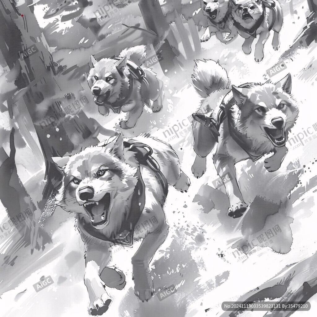 雪地雪橇犬