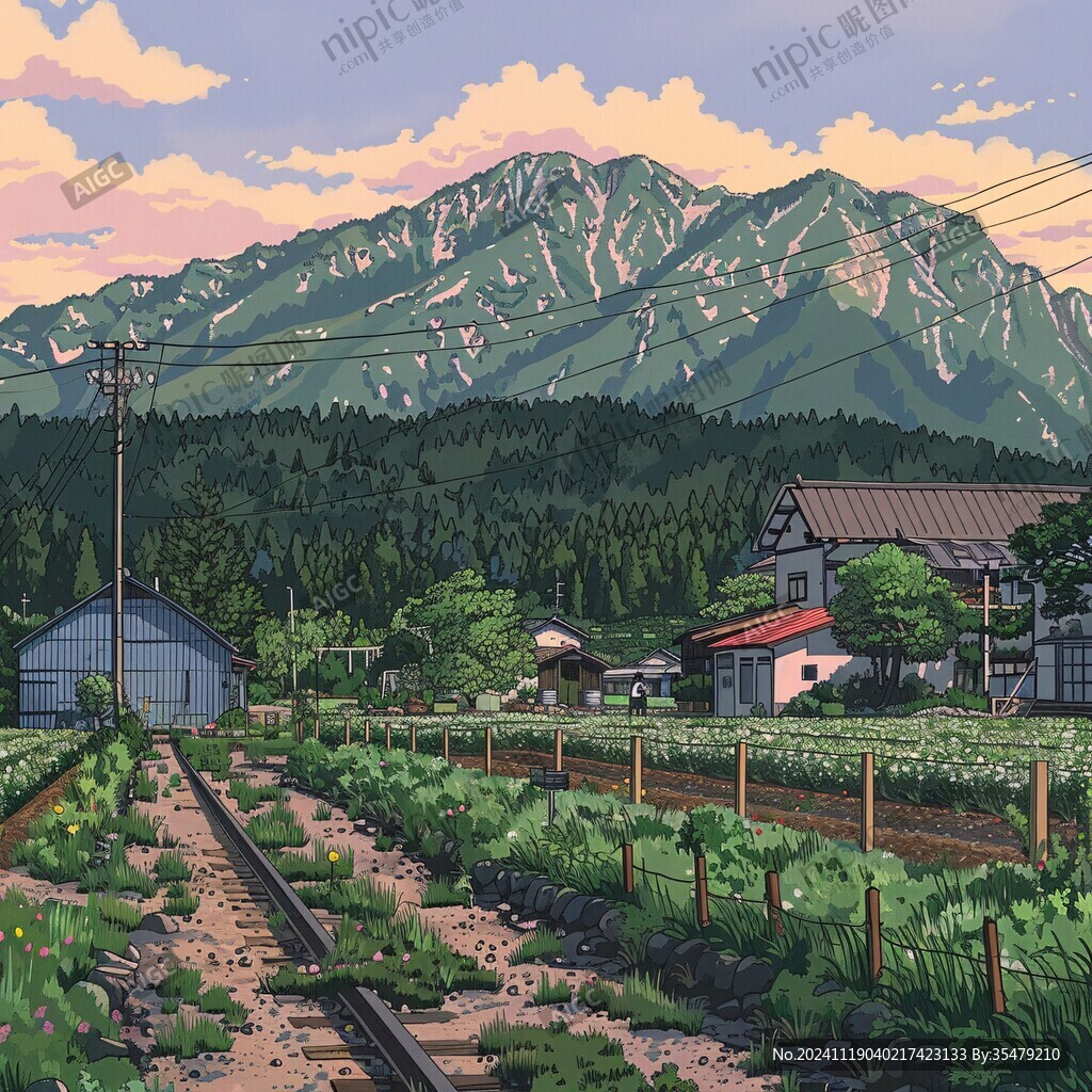 天然食品山村田野风景