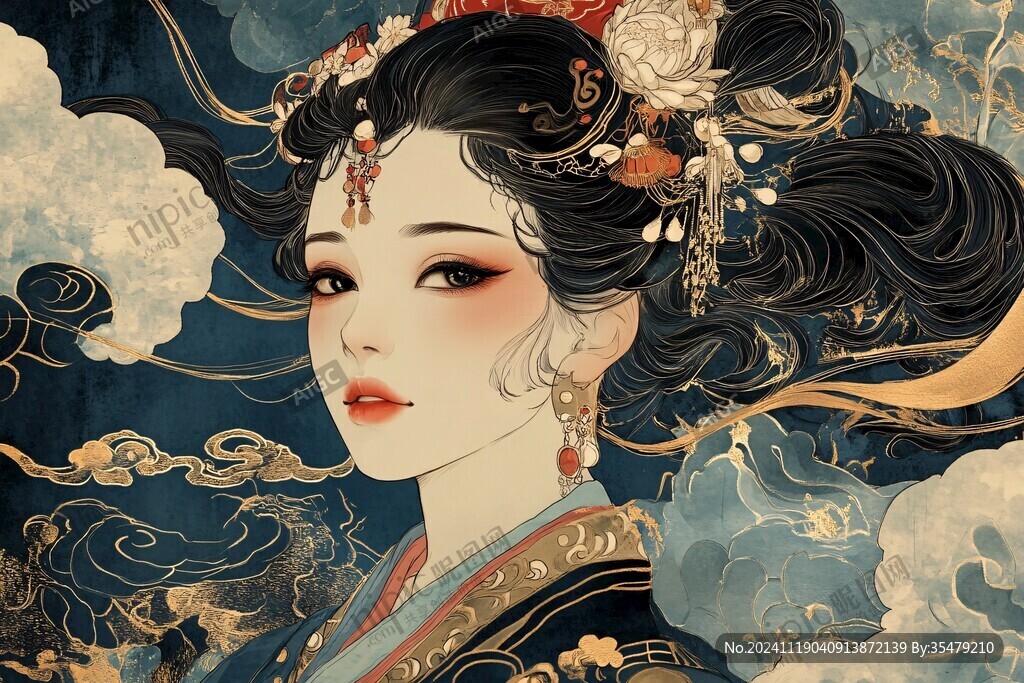 古风美女头像插画封面