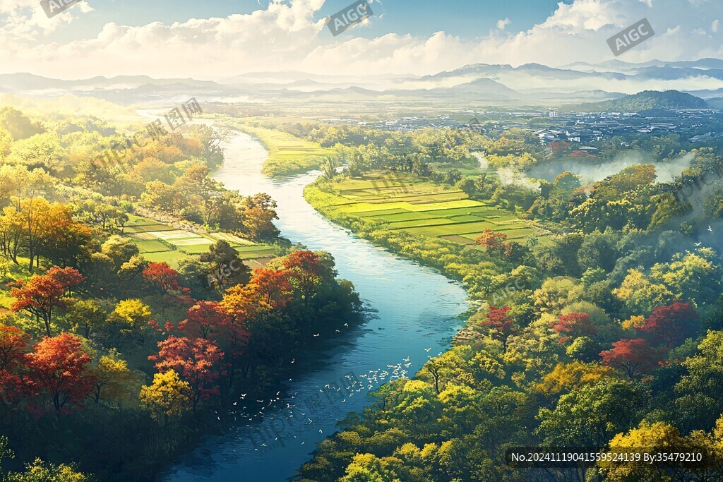 河岸效果图