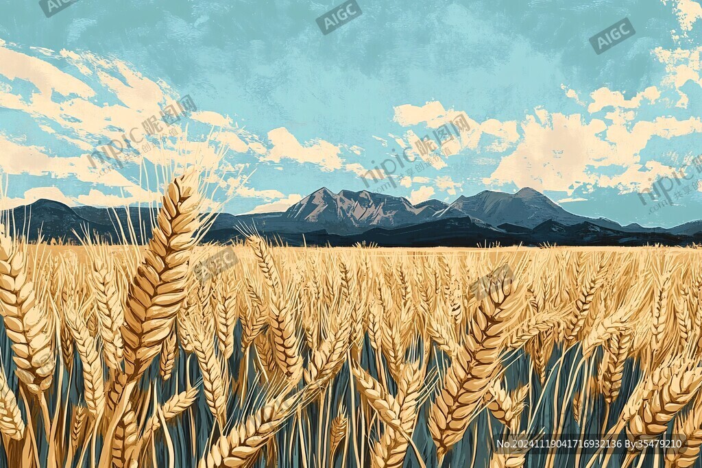 小麦田插画