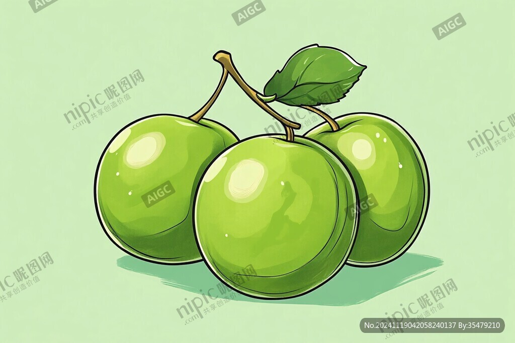 青脆李手绘插画