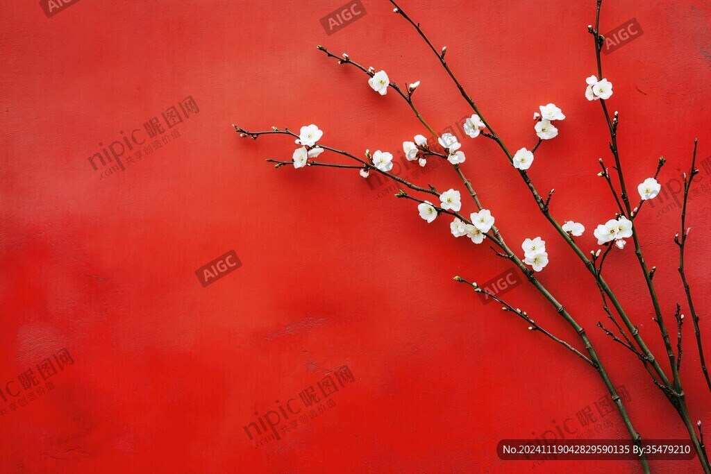 红墙梅花
