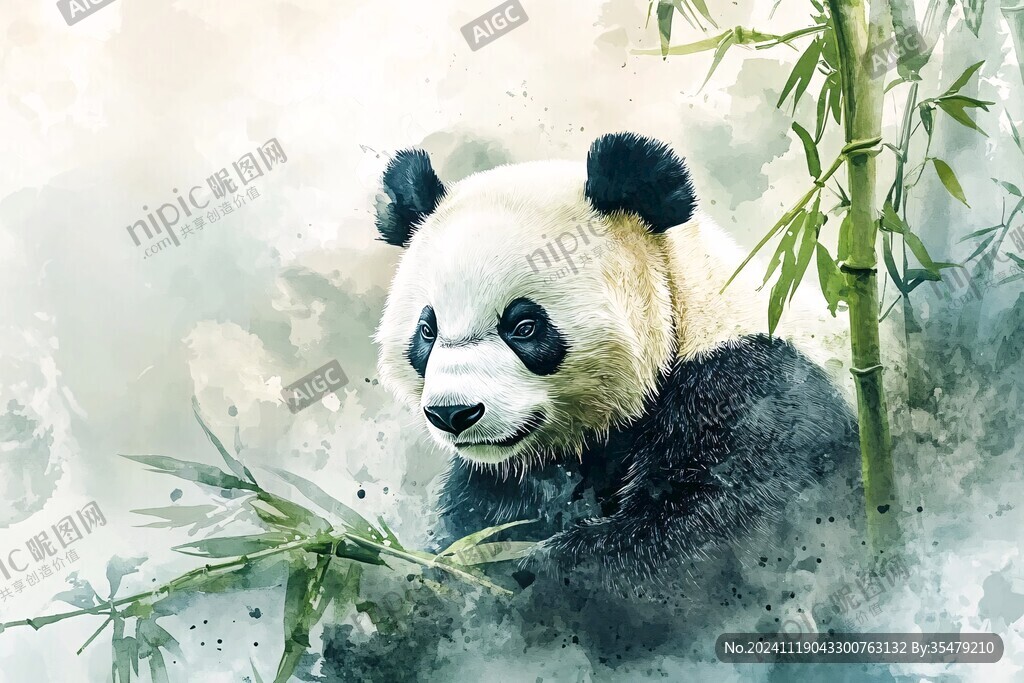 写实熊猫插画