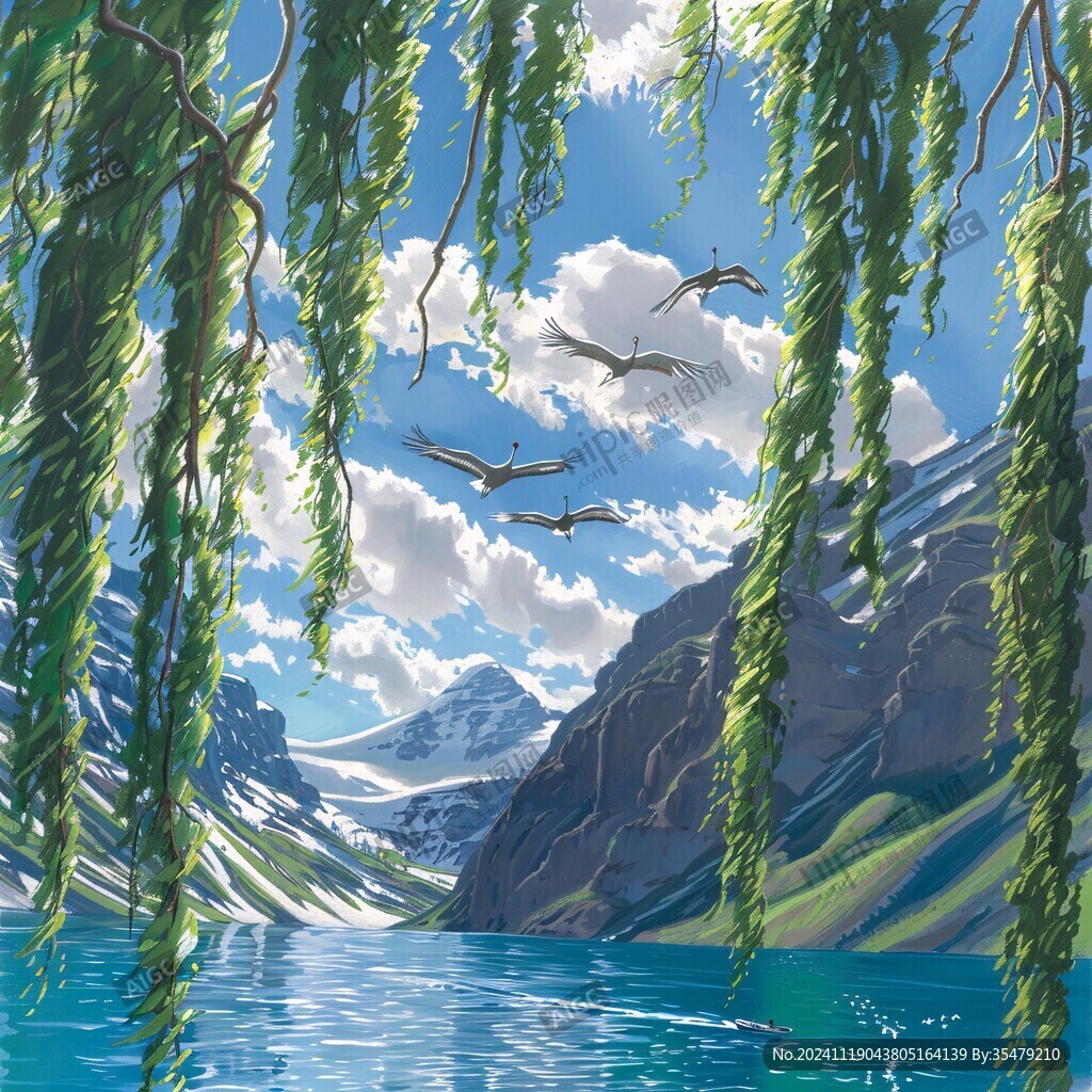 柳树插画