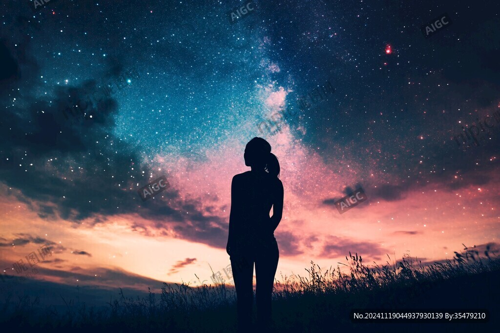 星辰大海女孩背影