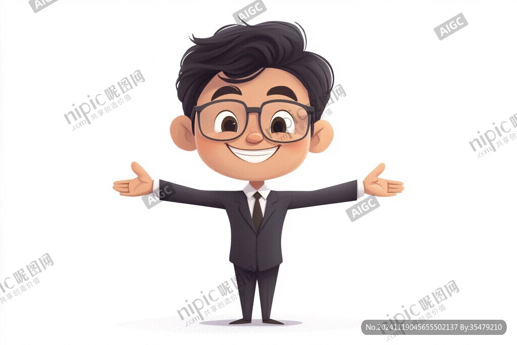 卡通男教师竖大拇指