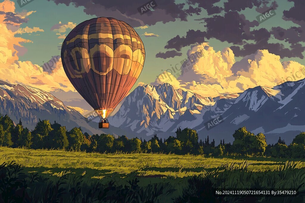 热气球插画场景