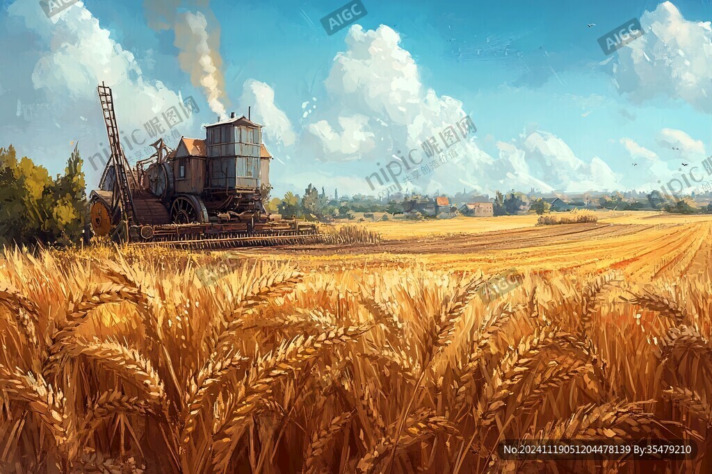 收割小麦插画
