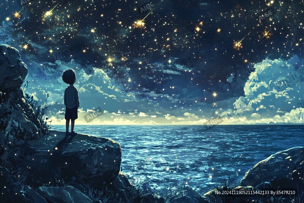 星辰大海男孩背影