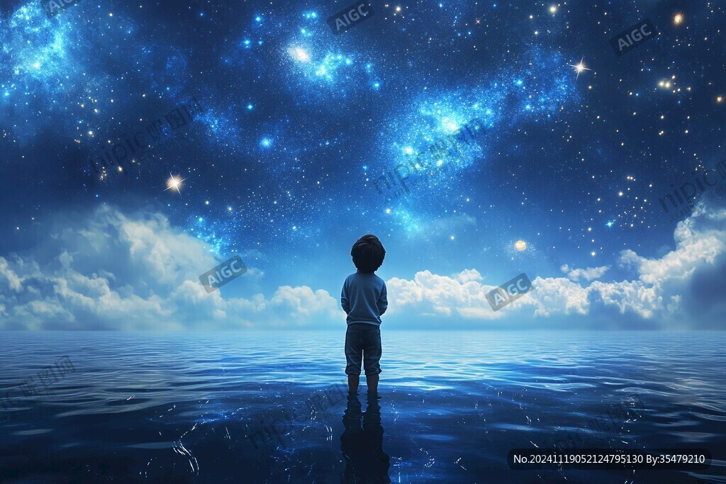 星辰大海男孩背影