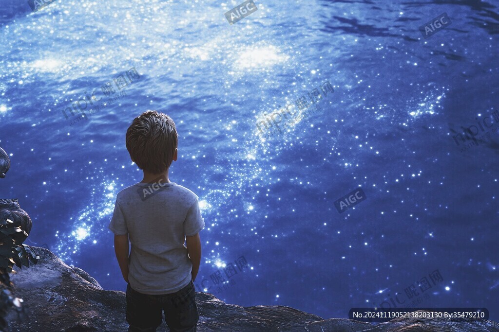 星辰大海男孩背影