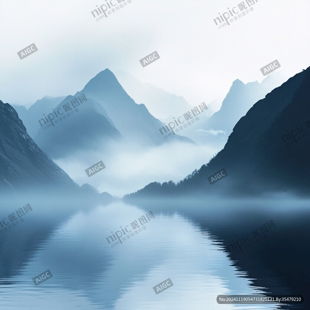 蓝色梦幻山水风情