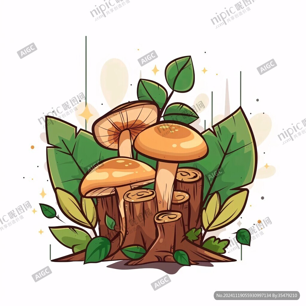 野生菌插画素材