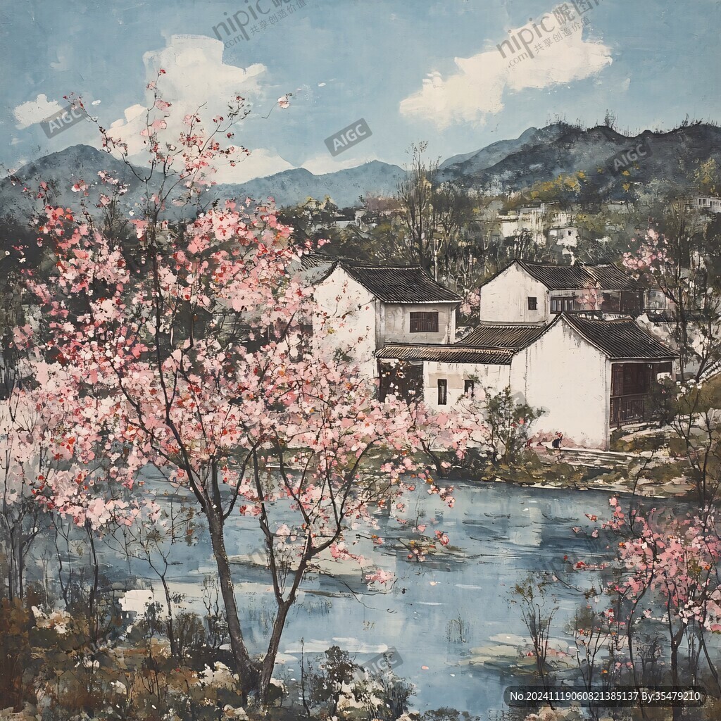 皖南风光油画