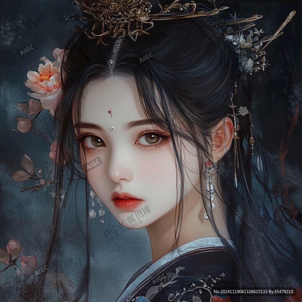 古风美女头像插画封面