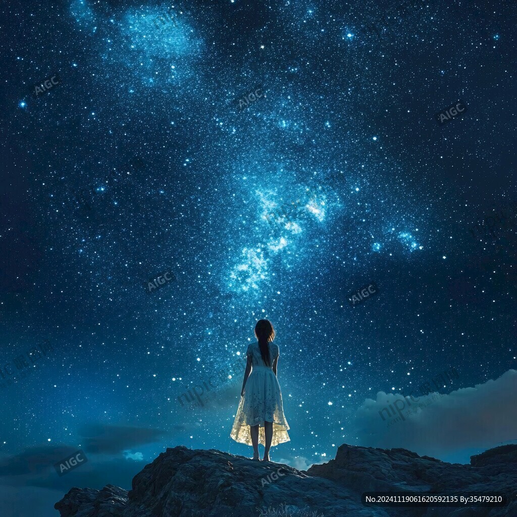 星辰大海女孩背影