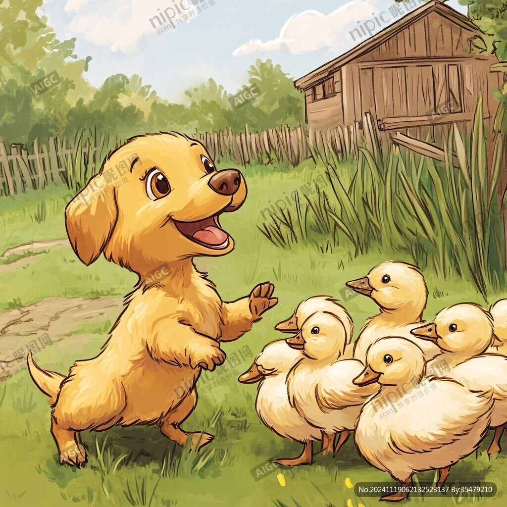 金毛犬插画
