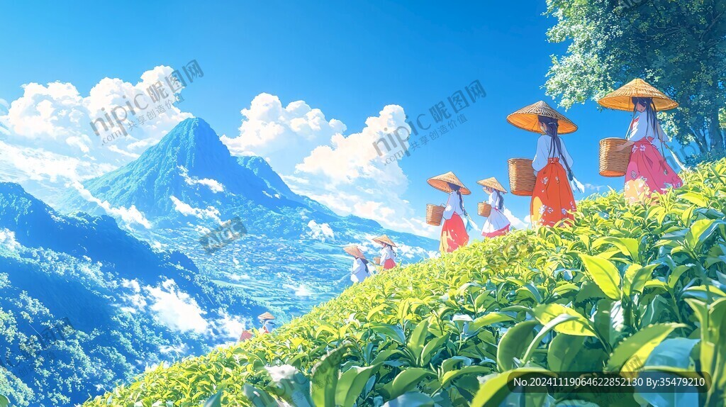 摘茶人物