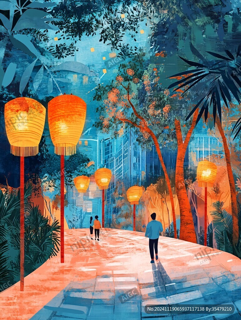 花灯节插画