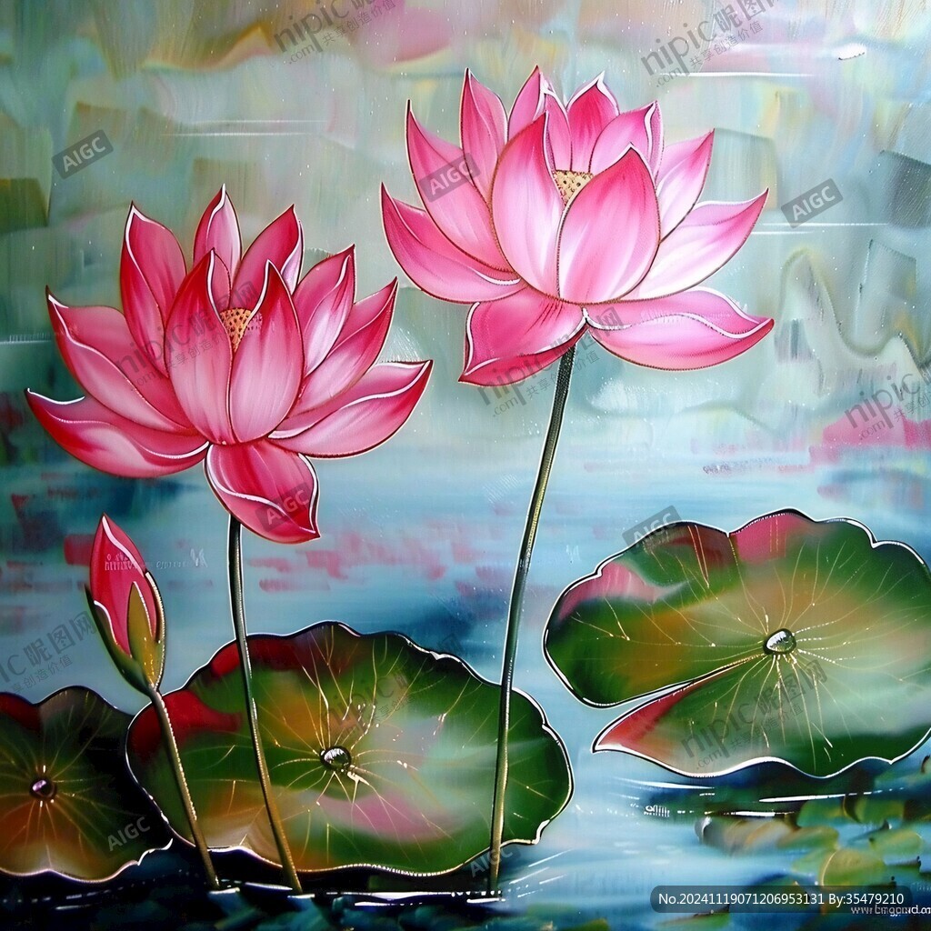 荷花立体画