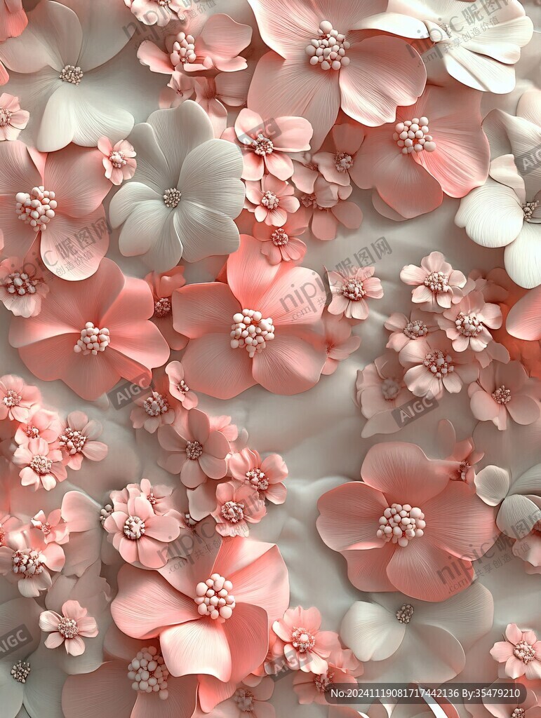 3d浮雕缤纷花卉