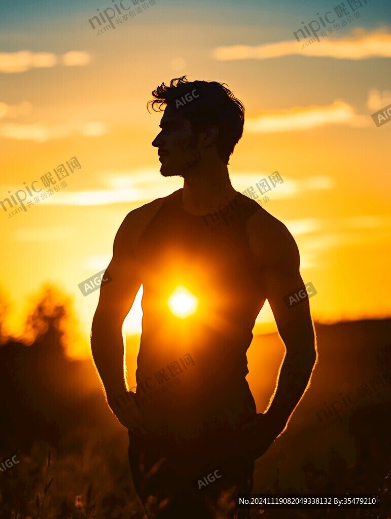 夕阳下的人