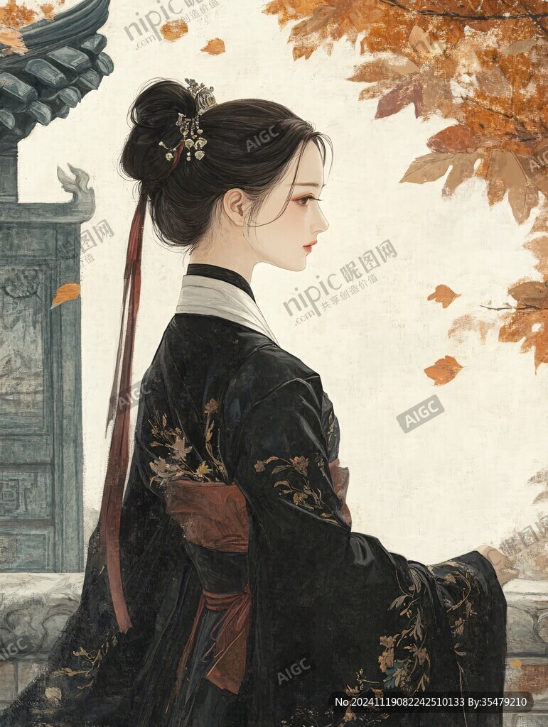 古风美女头像插画封面