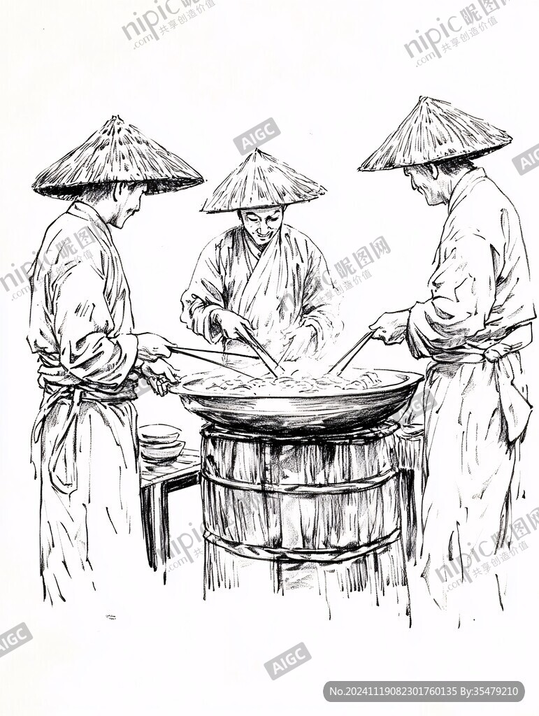 手绘粉皮制作插画