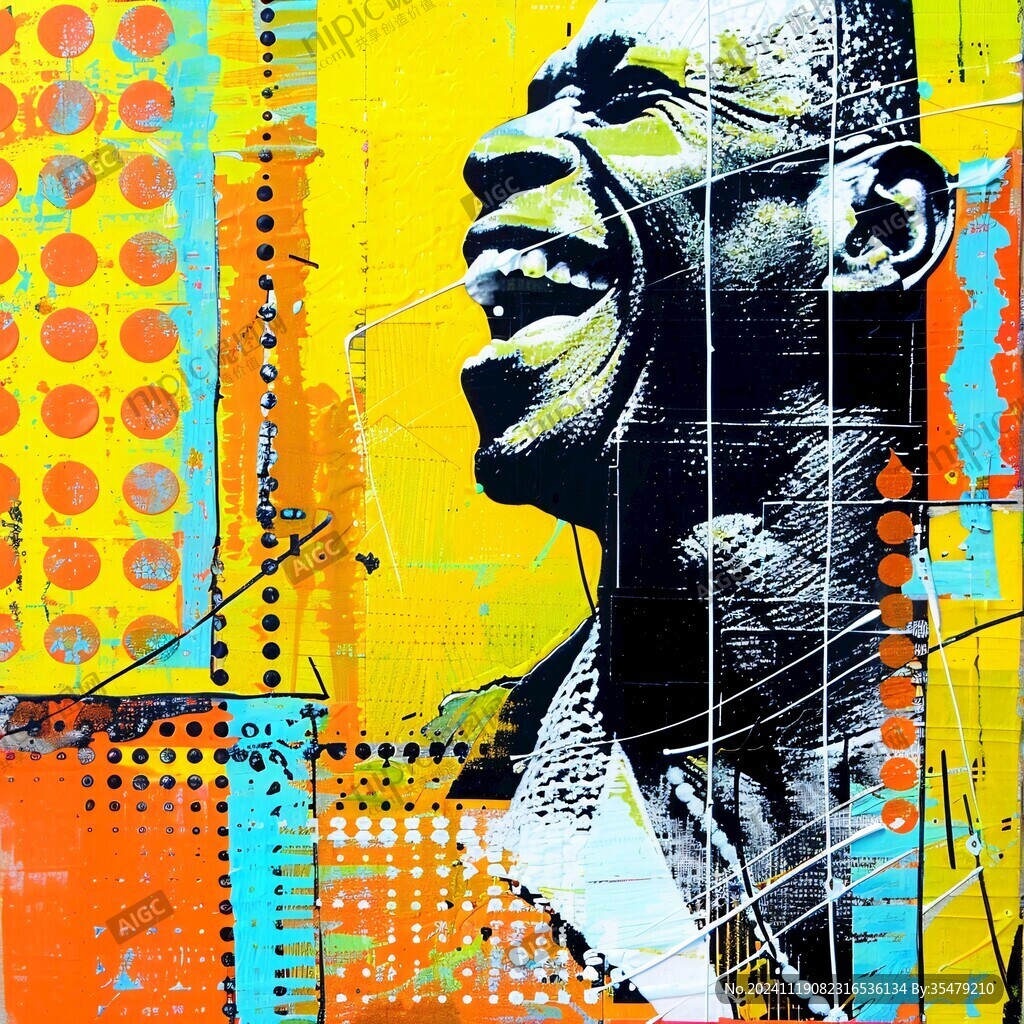 人脸色块拼接装饰画