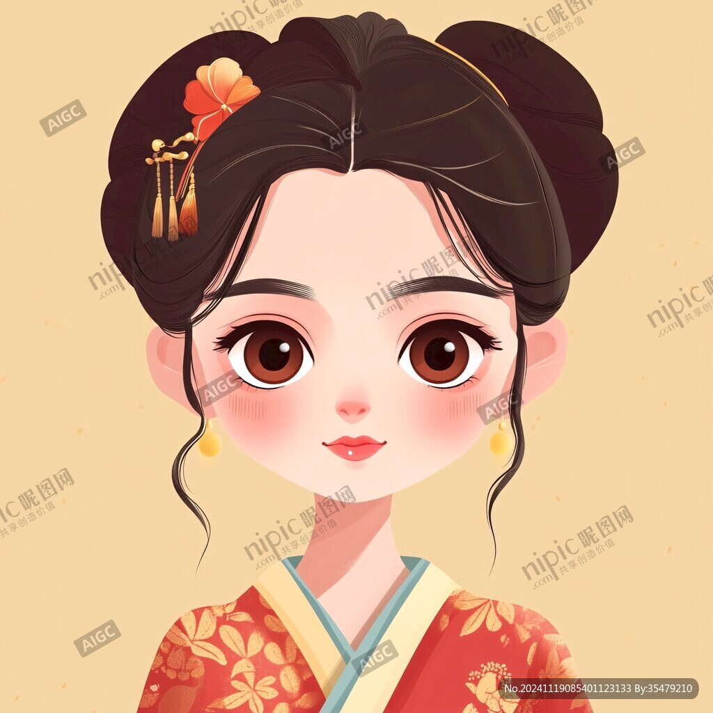 西梅卡通汉服女孩