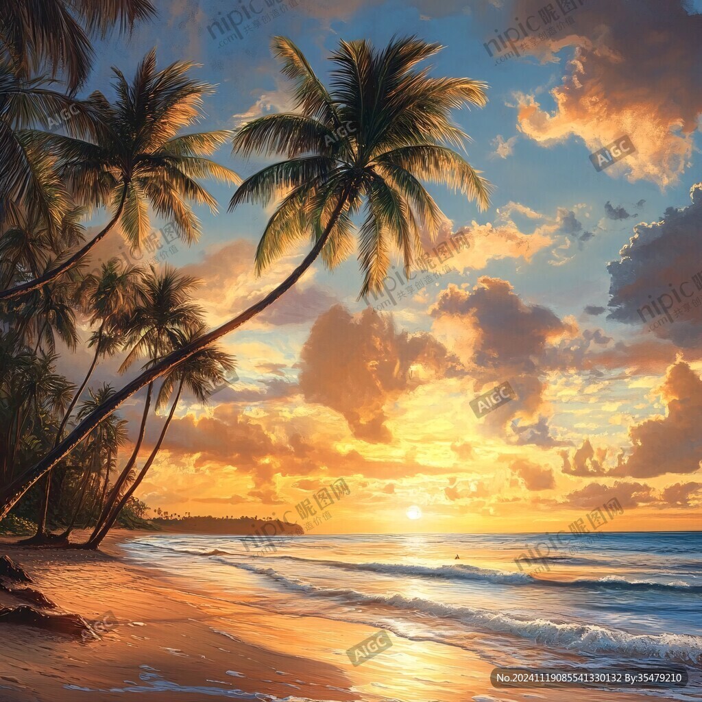 海边夕阳椰树