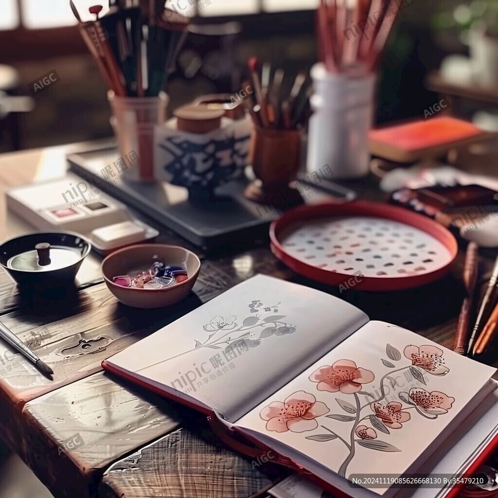 漆器制作插画