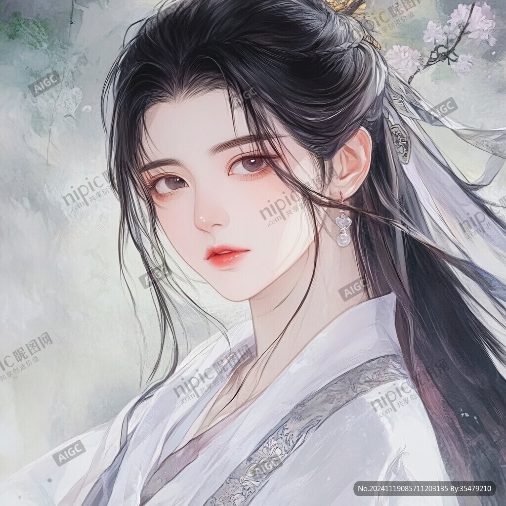 古风美女头像插画封面