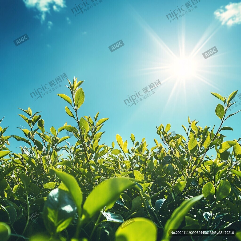 阳光下的茶树